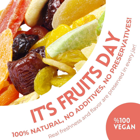 (14,3 Oz) HASANZADE Dried Fruit Mix Organic Vegan Gluten Free Healthy Snacks Dried Fruit Mix with Ginger, Coconut