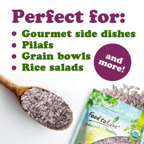 5 Food to Live Organic Pink Flamingo Rice, Pounds Italian Aromatic Rice, Ideal for Salads, Bowls, Pilaf and Sides