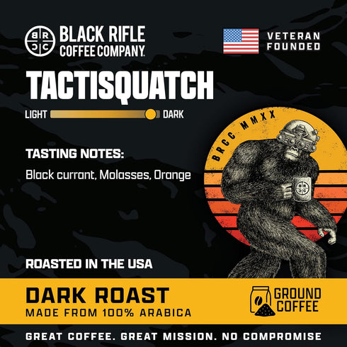 18oz Black Rifle Coffee Company Tactisquatch, Bag, Ground Coffee Dark Roast - Roasted Blend Made from Arabica Beans