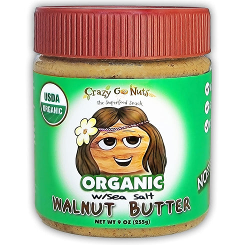 Crazy Go Nuts Organic Walnut Butter with Sea Salt - Healthy Walnut