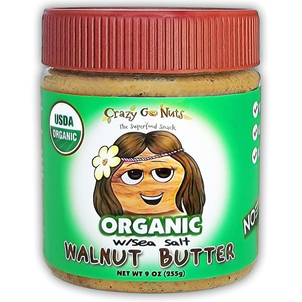 Crazy Go Nuts Organic Walnut Butter with Sea Salt - Healthy Walnut