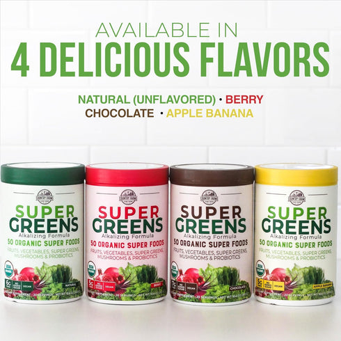 Country 50 20 10.6 Oz Farms Super Greens Natural Flavor, Organic Super Foods, USDA Organic Drink Mix, Fruits