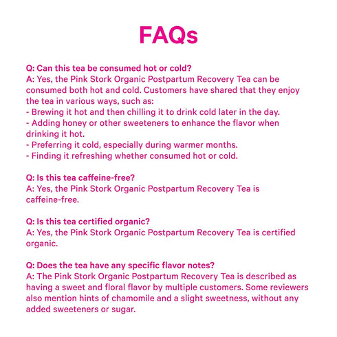 Pink Stork Organic Postpartum Recovery Herbal Tea, Caffeine-Free Red Raspberry Leaf with Chamomile, 15 Sachets,