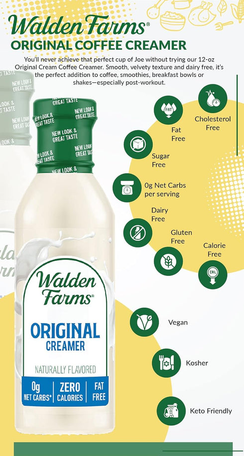 2-Pack, 12 oz Walden Farms Original Coffee Creamer Zero Calorie, Fat-Free, Sugar-Free, Low Carb, Keto-Friendly
