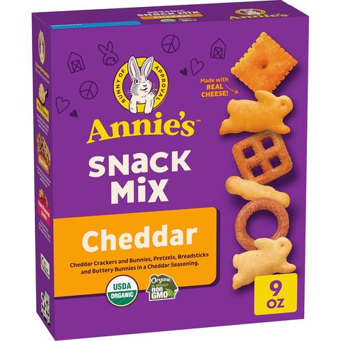 Annie's Cheddar Snack Mix With Assorted Crackers and Pretzels, Made with Real
