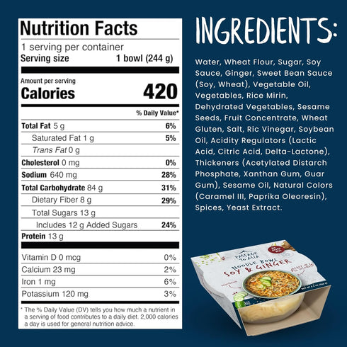 Passage to Asia 60 1 pack Instant Noodles - Soy and Ginger Noodle Bowl - Vegetarian Hokkien Asian Noodles