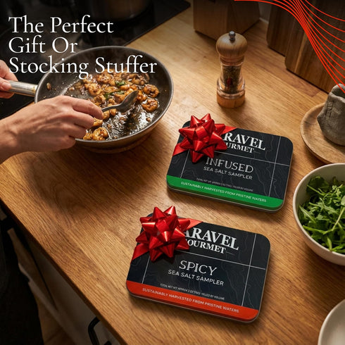 Set 12 Sea Salt Gift - Infused & Spicy Salt Sampler Collections - Flavors with Reusable Tins - Great Gifts for Everyone