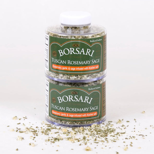 Borsari Seasoned Salt 2-Shaker Gift Set - Tuscan Rosemary Sage Seasoning Blend - 3.2 oz Shaker Bottles