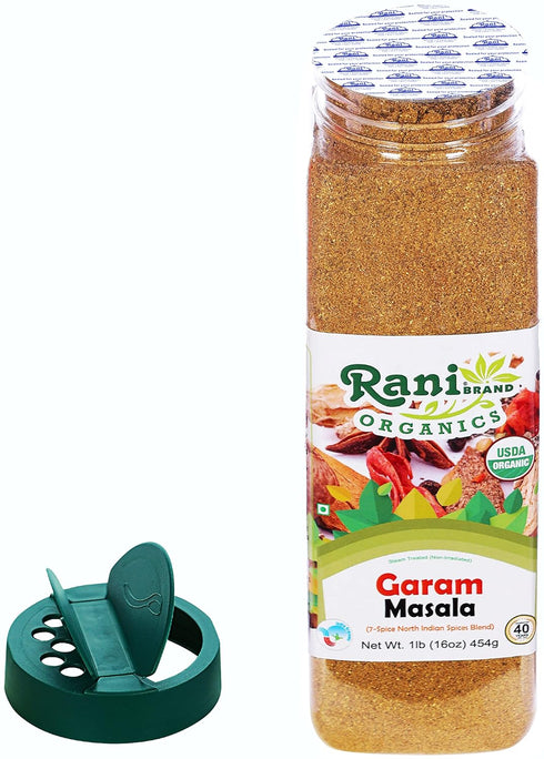 (7-Spice 16oz (1lb) 454g Rani Organic Garam Masala North Indian Spices Blend) PET Jar ~ All Natural | Salt-Free | Vegan