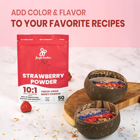 5oz 7oz Jungle Powders Fruit Bundle: Freeze-Dried Mango Powder Bag & Strawberry Powder Bag - Additive-Free Extracts