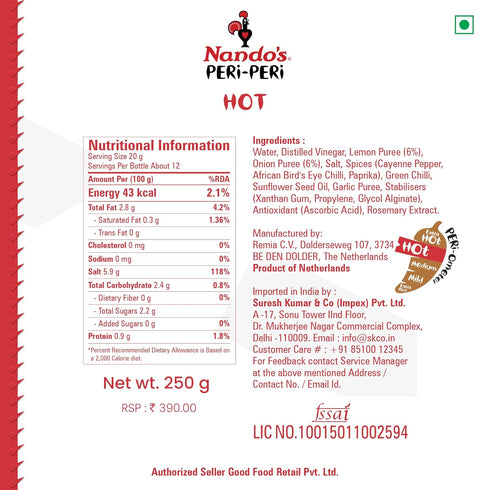 Nando's Hot Peri-peri Sauce, 250ml