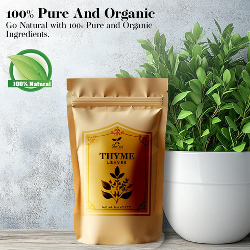 8oz, Shrida Foods Dried Whole Thyme Leaves, Authentic Thyme for Cooking, Seasoning, Soups, Marinades, Freshly Dried