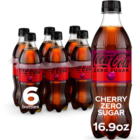 Coca-Cola Zero Sugar Cherry Diet Soda Soft Drink, 16.9 fl oz, 6