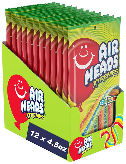 Airheads Xtremes Belts Candy, Chewy Candy Package, Rainbow Berry Fruit Flavor Artificially