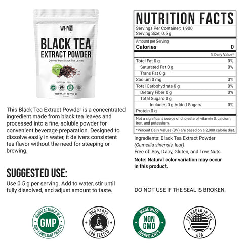 950g 1900 Instant Black Tea Extract Powder, Unsweetened Iced Tea Concentrate from Real Black Tea Leaves, Instant Powder