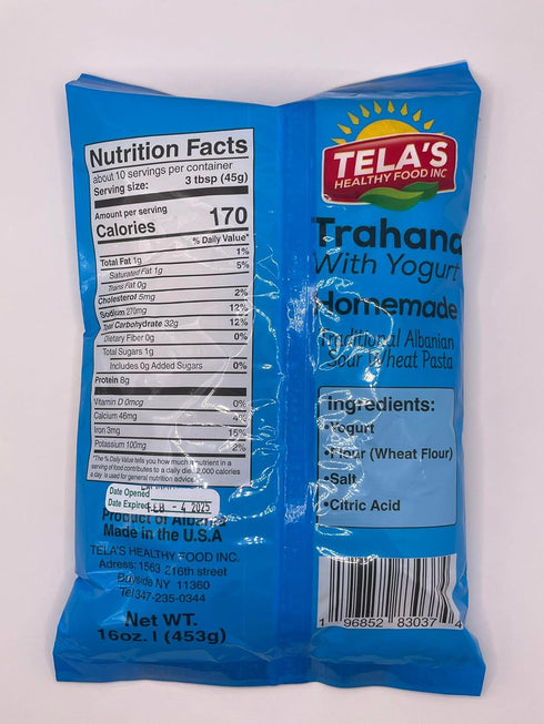 TELA'S HEALTHY FOOD INC. Trahana with Yogurt