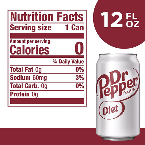 12 oz pack 12 Diet Dr Pepper Soda, fl cans