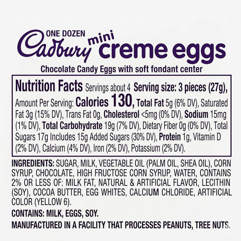 12 Pack Pack, 3.8 oz. Mini Chocolate Creme Easter Eggs Milk Chocolate Cream Filled Treats, Individually Foil Wrapped