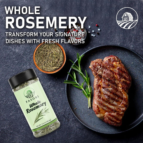 (3.5oz) Fasori Rosemary Whole Leaves Premium Dried Whole Rosemary Herb, Aromatic Mediterranean Spice for Cooking