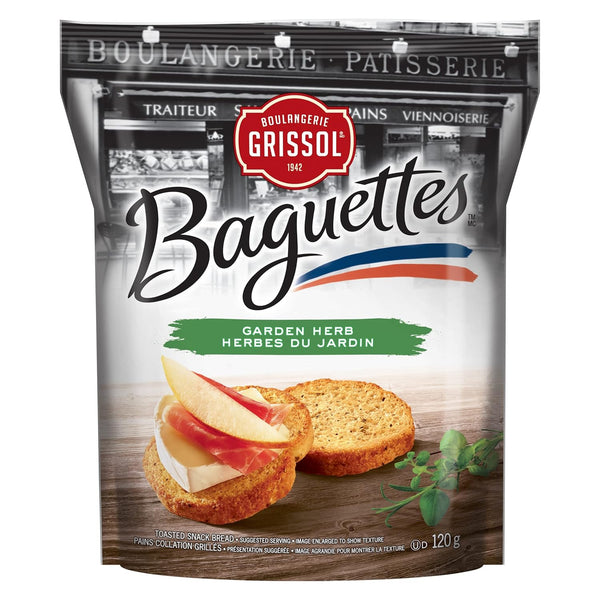 Boulangerie Grissol Baguettes, Garden Herb - Light and Crispy, Perfects as a Stand-Alone Snack