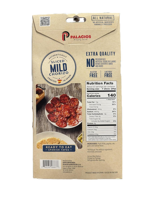 Palacios 3.5 OZ Authentic Spanish Chorizo Sliced Imported from Spain. Mild by