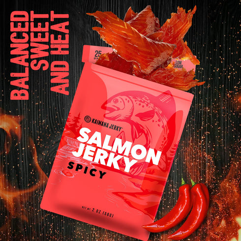 Omega-3 2oz Pack Kaimana Jerky Wild Caught Salmon Jerky - Organic Gourmet Dried Fish Strips Rich in & Protein