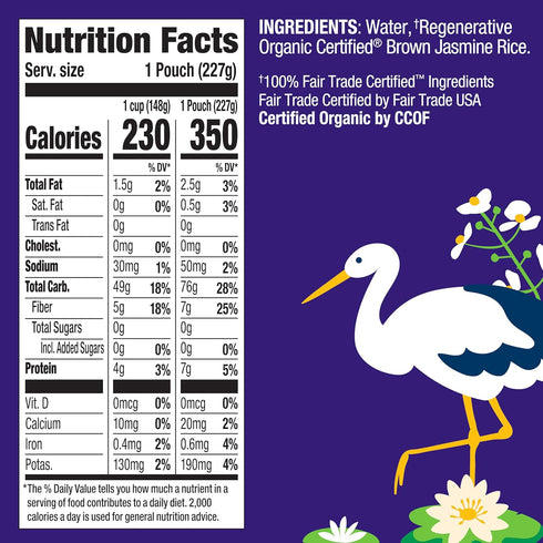90 8 Oz Lundberg Brown Jasmine Rice, Ready in Seconds RegenerativeOrganic Certified Long Grain Brown Rice