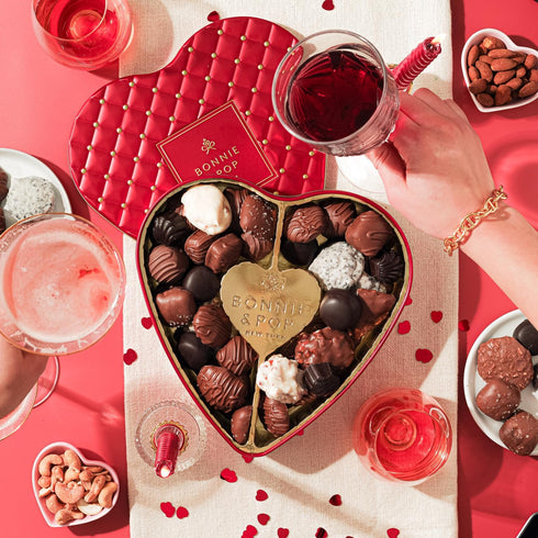 Chocolate Gift Basket | Heart Shaped Gift Present for Her, Him, Mom, Wife, Spouse, Romance with Assorted Milk Chocolate