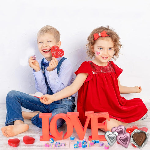 2 Lbs 100 Valentine's Day Milk Chocolate Hearts, Bulk, Individually Wrapped Pink and Silver Hearts, Extra Creamy Heart