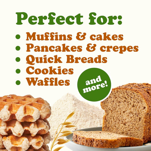 8 Food to Live Gluten-Free Organic Oat Flour, Ounces - Stone Ground from Whole Grain Oat Berries, Great for Baking