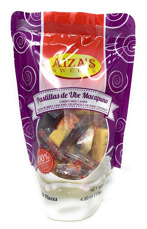 Aiza's Sweets 3 Pack) Aizas Sweets - Chewy Milk Candy, Imported from The Philippines (Ube Macapuno