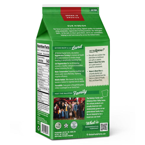 16 oz 6 Pack, Ralston Family Farms Nature's Blend Rice Grits, Carton: American Grown, Non-GMO, Naturally Gluten Free