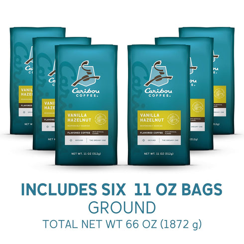 100% 66 (6 11 Caribou Coffee, Flavored Ground Coffee, Arabica Coffee - Vanilla Hazelnut Dreamstate Ounces Bags