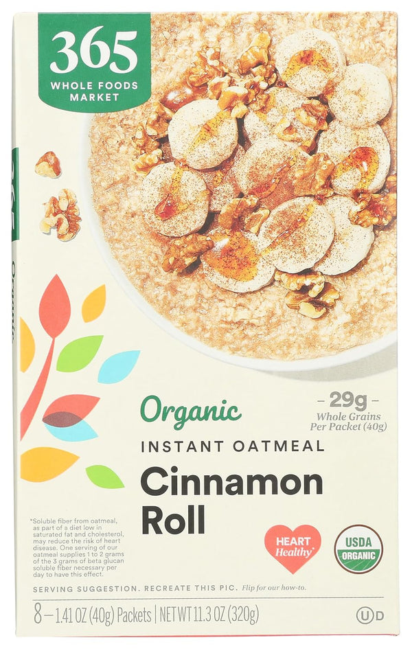 365 by Whole Foods Market, Organic Instant Oatmeal, Cinnamon Roll Flavor, 11.3