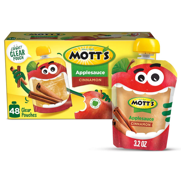 Mott's Cinnamon Applesauce, 3.2 Oz Clear Pouches, 48 Count (4 Packs Of
