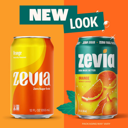 12 oz (24-Pack) Zevia Zero Sugar Soda, Orange, Cans Naturally Sweetened, Non-GMO Project Verified, Gluten-Free, Vegan