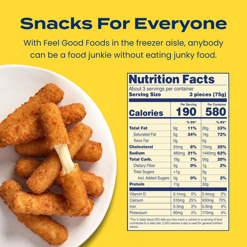 Mozzarella Frozen 8oz Feel Good Foods Gluten-Free Sticks with Crispy Breading | Appetizer