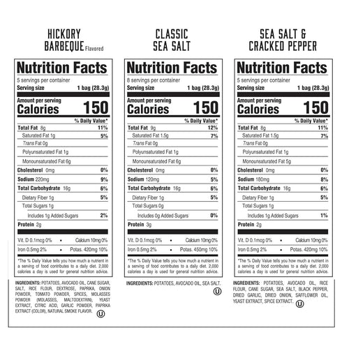 Pack, 18 Count (1 oz Boulder Canyon Avocado Oil Kettle Style Potato Chips Variety - Gluten-Free, Non-GMO, Hickory