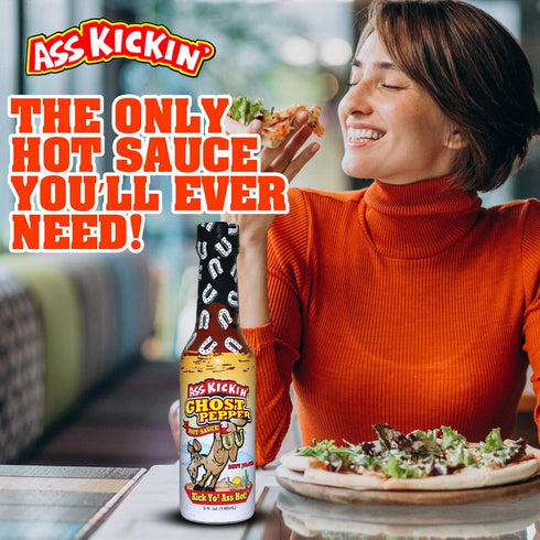 5 oz ASS KICKIN' Ghost Pepper Hot Sauce - - Premium Gourmet Hot Sauce for Chicken Wings and Breakfast BurritosPerfect