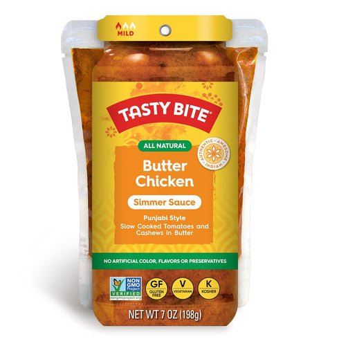 Tasty Bite Punjabi Style Butter Chicken Simmer Sauce, 7-Ounce 5-Pack, 3-4 Servings, Vegetarian, Tomatoes & Cashews in Butter
