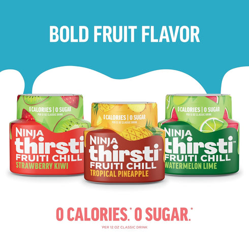 Pack, 17, 12oz 3 Pack, WCFV2 Ninja Thirsti Flavored Water Drops, FRUITI CHILL Variety Bold Fruit Flavor, Sparkling