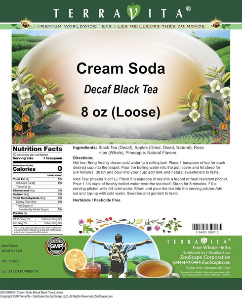 Terravita (8 oz, 536603) Cream Soda Decaf Black Tea (Loose) ZIN: