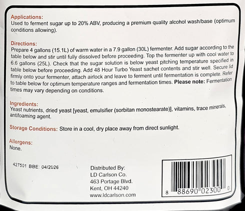 48 HOUR TURBO YEAST FERMFAST 243g PACKET