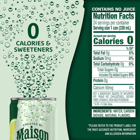 11.15 Oz 8 Count, 3 Pack Maison Perrier Forever Lime Flavored Sparkling Water, Fl Cans