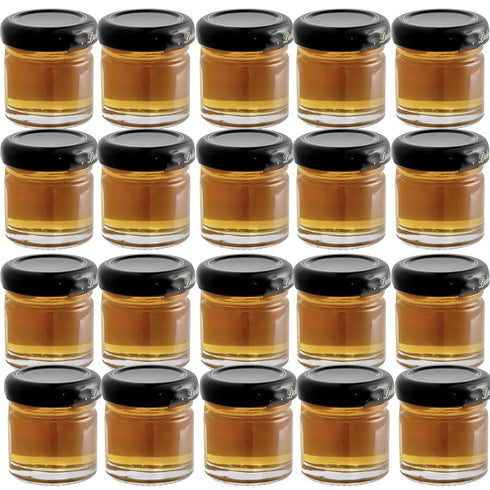 Movelo 1.1 oz (Pack 16) 100% Pure Honey Mini Jars Each of Natural Honey Individual Glass Jars for Tea, Breakfast