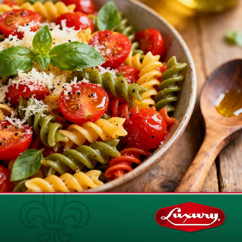 12-Pack (12 oz Luxury Tri-Colored Rotini Pasta, Each) Vibrant Spiral Pasta for Salads, Bakes & Sauces
