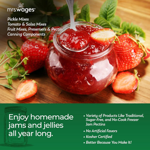 1.75 oz Packet Pack 12) Mrs. Wages No Cook Freezer Jam | Fruit Pectin | Easy-To-Use | Fast Results | Homemade Jelly