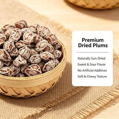 8OZ Dried Plums Salty Sweet Sour Dried Plum Meat Snack Made from Fresh Plums, Soft Plum Meat, Classic Flavor