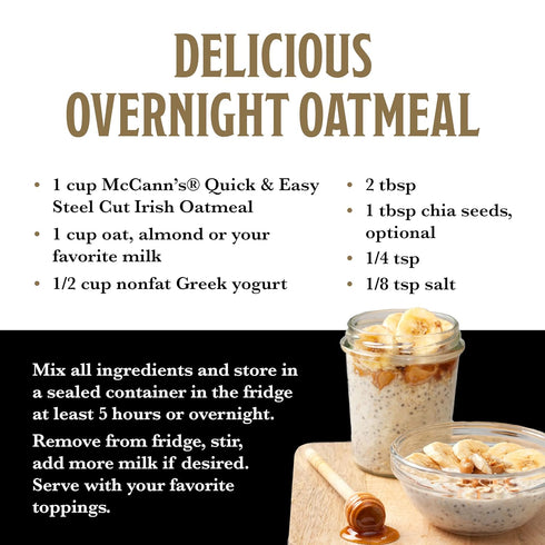 24 McCann's Irish Oatmeal, Quick & Easy Steel Cut Oats, Ounce