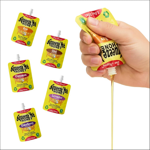 Squeeze Me Honey Packets Individual Single Serve - Resealable Honey For Tea Coffee Sweetener -
